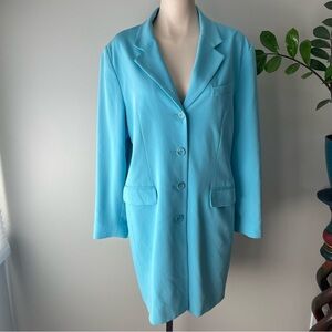 Vintage Louben Longline Blazer Suit Jacket Long Robins Egg Blue Size 12